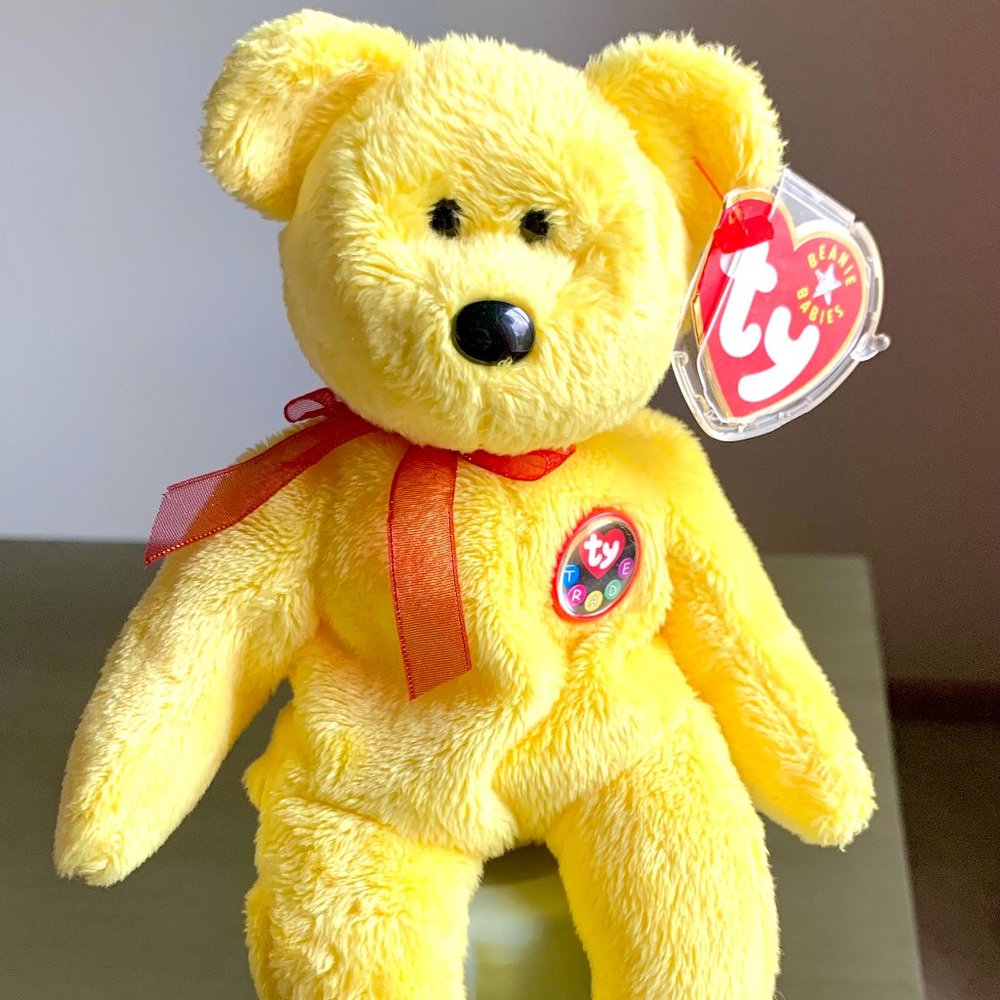 2000 4403 Yellow Tradee Teddy Bear Internet Ty Store Exclusive Beanie Baby MWMT